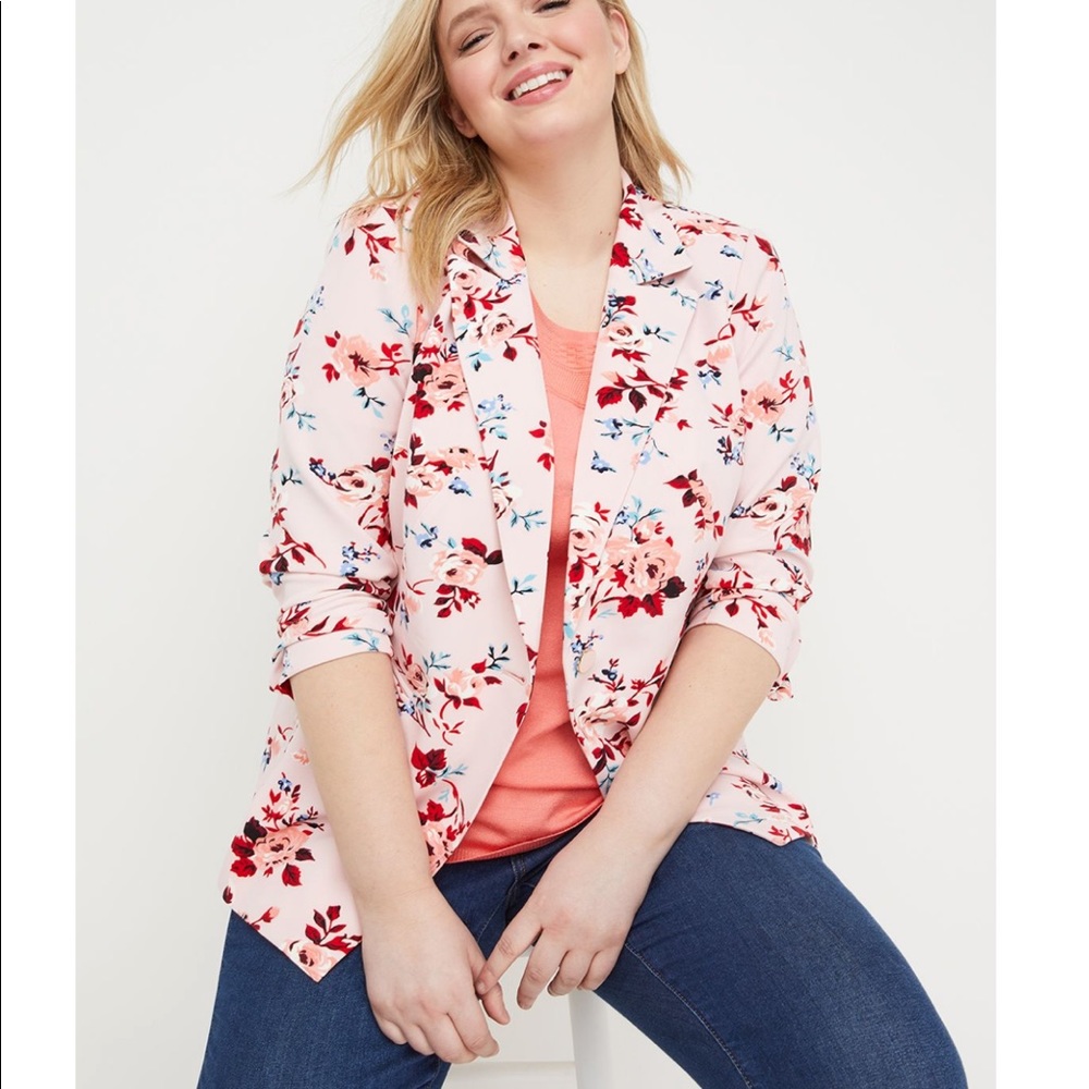 Lane Bryant Pink Floral Blazer